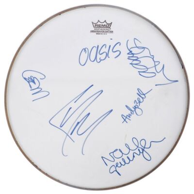 483. Noel Gallagher, Liam Gallagher, Gem Archer, Alan White and Andy Bell-Autographed Drumhead ### OASIS