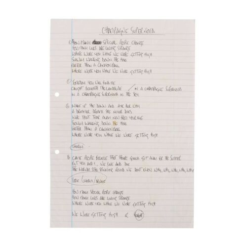 484. Noel Gallagher Handwritten "Champagne Supernova" Lyrics ### OASIS