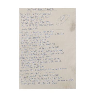 486. Don't Look Back In Anger Lyrics Handwritten by Noel Gallagher ### OASIS