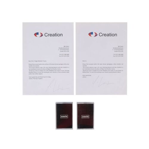507. Two Be Here Now Four-Track Cassette Tapes and Two Creation Records Letters Sent to BBC Radio ### OASIS