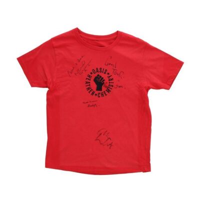 529. Noel Gallagher, Liam Gallagher, Gem Archer, Andy Bell and Alan White Autographed Heathen Chemistry Tour T-shirt ### OASIS