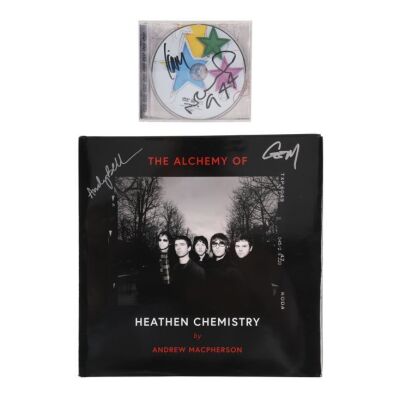 530. Songbird DVD Autographed by Noel and Liam Gallagher and The Alchemy Of Heathen Chemistry Book Autographed by Andy Bell and Gem Archer ### OASIS