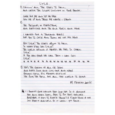 532. Noel Gallagher Handwritten "Lyla" Lyrics ### OASIS