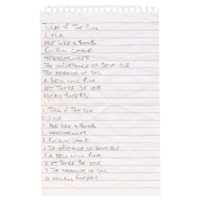 534. Noel Gallagher Handwritten Don't Believe The Truth Tour Proposed Setlists ### OASIS
