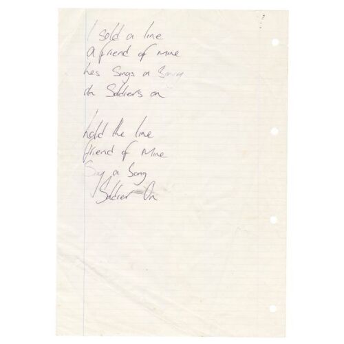 538. Liam Gallagher Handwritten "Soldier On" Working Lyrics ### OASIS