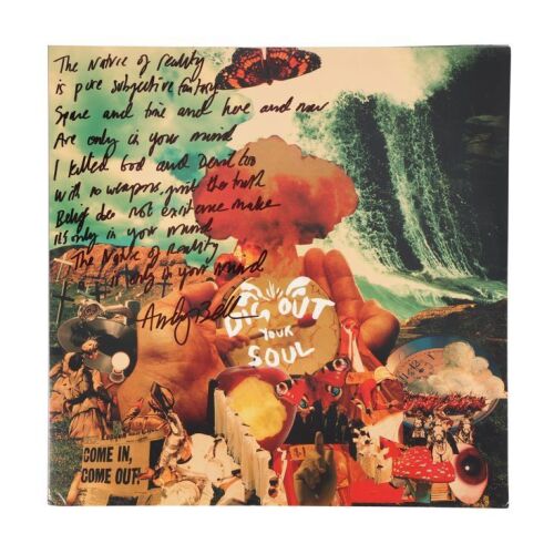 539. Noel Gallagher, Liam Gallagher, Andy Bell and Gem Archer-Autographed Poster and "Dig Out Your Soul" LP Sleeve with Handwritten Lyrics by Andy Bell ### OASIS