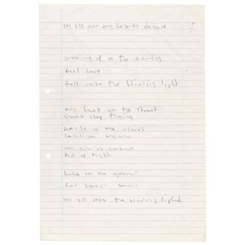 540. Noel Gallagher Handwritten "The Shock of the Lightning" Lyric Guide ### OASIS