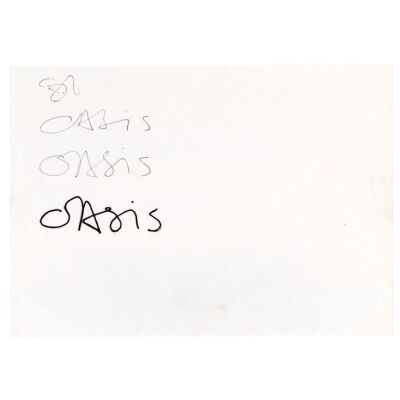 544. Noel Gallagher Handwritten "Oasis" Text Artwork Used For 2014 "Live Demonstration" Cassette Tape ### OASIS