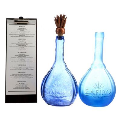 Lot #43 - Pair of Prototype Zafiro Tequila Bottles, Cork, and Drink Menu ### BETTER CALL SAUL (2015-2022)