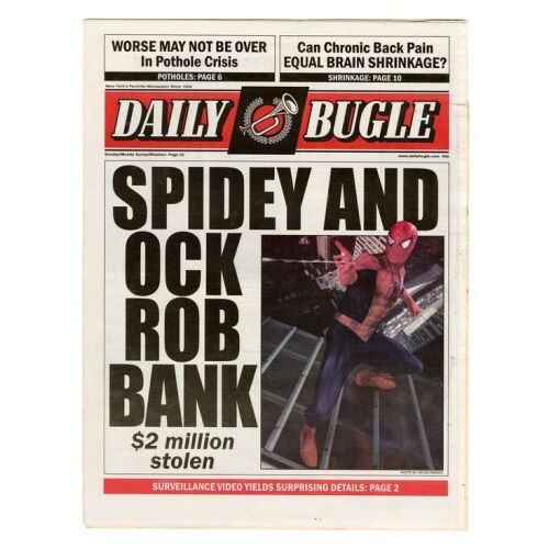 Lot #1188 - "Spidey and Ock Rob Bank" Daily Bugle Newspaper ### SPIDER-MAN 2 (2004)