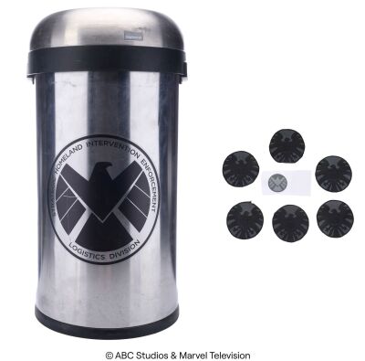 Lot #4: S.H.I.E.L.D. Hub Trash Can with Seven Production-Made Decals ### MARVEL'S AGENTS OF S.H.I.E.L.D. (2013-2020)