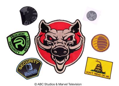Lot #32: Set of Dogs of Hell, Roxxon, Brynmore, and S.H.I.E.L.D. Patches ### MARVEL'S AGENTS OF S.H.I.E.L.D. (2013-2020)