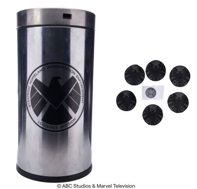 Lot #49: S.H.I.E.L.D. Hub Trash Can with Seven Production-Made Decals ### MARVEL'S AGENTS OF S.H.I.E.L.D. (2013-2020)