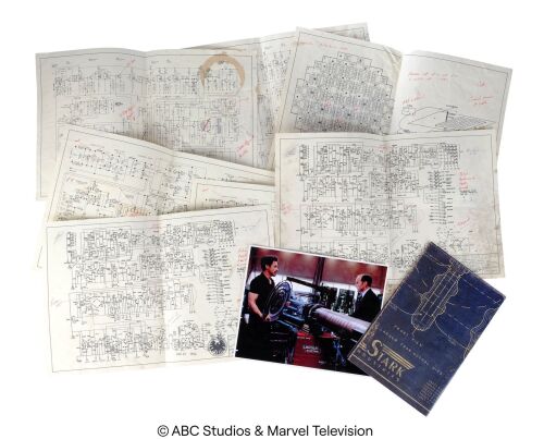 Lot #57: Howard Stark's "Blinding Device" Schematic with Seven Hand-Marked Stark Industries "The Bus" Schematics and Tony Stark Still ### MARVEL'S AGENTS OF S.H.I.E.L.D. (2013-2020)