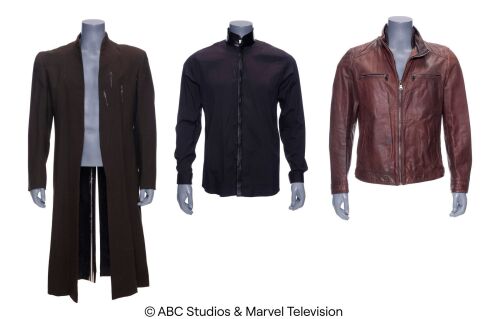 Lot #98: Grant Ward's Distressed Leather Jacket with Battle-Damaged Stunt Hive Costume Components ### MARVEL'S AGENTS OF S.H.I.E.L.D. (2013-2020)