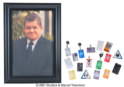 Lot #167: Framed Agent Koenig Photograph with 17 S.H.I.E.L.D. Badges ### MARVEL'S AGENTS OF S.H.I.E.L.D. (2013-2020)