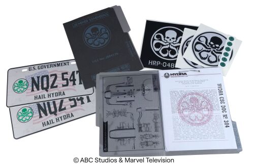 Lot #173: Pair of HYDRA Document Folders with Decals and Two License Plates ### MARVEL'S AGENTS OF S.H.I.E.L.D. (2013-2020)