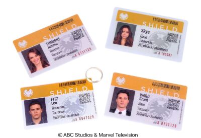 Lot #216: Daisy Johnson, Grant Ward, Jemma Simmons, and Leo Fitz's S.H.I.E.L.D. IDs with Fitz's Wedding Ring ### MARVEL'S AGENTS OF S.H.I.E.L.D. (2013-2020)