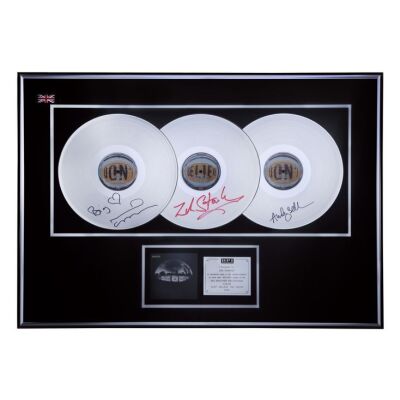 494. The Zak Starkey Collection: Don't Believe the Truth Multi-Platinum Disc Award Autographed by Noel Gallagher, Zak Starkey and Andy Bell ### OASIS