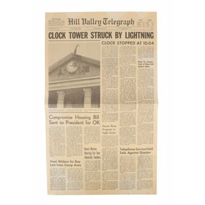 29. Production-Made "Clock Tower Struck By Lightning" Hill Valley Telegraph Newspaper Cover ### BACK TO THE FUTURE (1985)