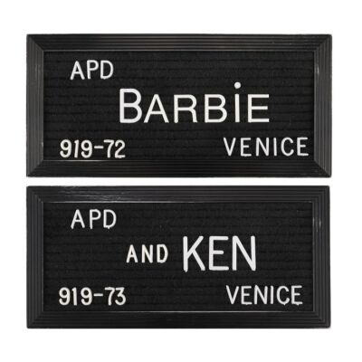 45. Barbie's (Margot Robbie) and Ken's (Ryan Gosling) Screen-matched Mugshot Letter Boards ### BARBIE (2023)