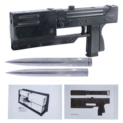80. Blade's (Wesley Snipes) Stunt MAC-11 Machine Pistol and Pair of Aluminium Stakes ### BLADE (1998)