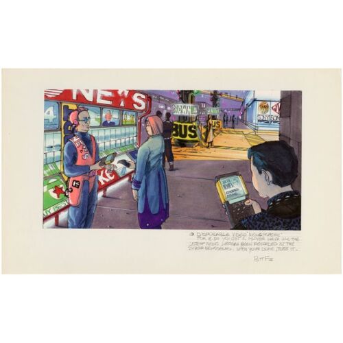 467. John Bell Collection: Hand-drawn John Bell Disposable Video Newspapers Concept Artwork ### BACK TO THE FUTURE PART II (1989)