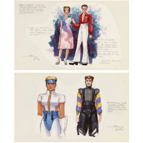 468. John Bell Collection: Pair of Hand-drawn John Bell Future Hill Valley Costume Concept Sketches ### BACK TO THE FUTURE PART II (1989)