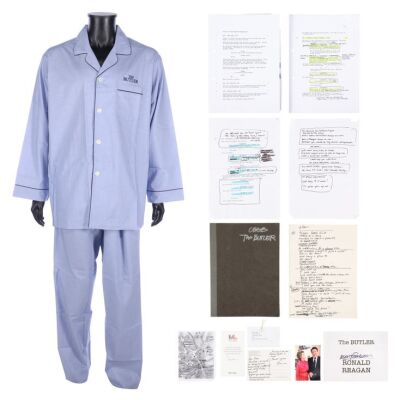 590. The Alan Rickman Archive: Handwritten Notes, Autographed Dressing Room Sign, Crew Gift Pyjamas and Autographed Photo from The Butler and Alan Rickman's Bound Hand-Annotated Shooting Script and Additio ### THE BUTLER (2013)/GAMBIT (2012)