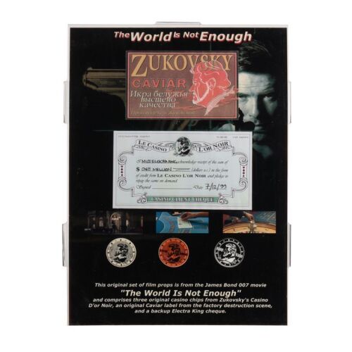 769. Valentin Zukovsky (Robbie Coltrane) Caviar Box Label, Three Casino Chips and a Production-Made Cheque ### JAMES BOND: THE WORLD IS NOT ENOUGH (1999)