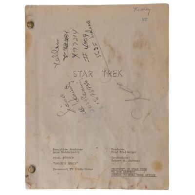 951. Leonard Nimoy's Bound Annotated Personal "Spock's Brain" Script ### STAR TREK: THE ORIGINAL SERIES (T.V. SERIES, 1966-1969)