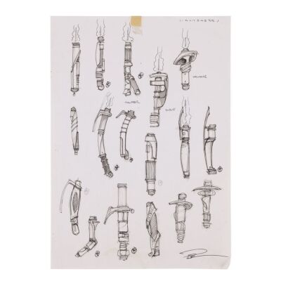 963. Phil Shearer Collection: Hand-Drawn Count Dooku and Mace Windu Lightsaber Concept Design Sketches ### STAR WARS: ATTACK OF THE CLONES (2002)
