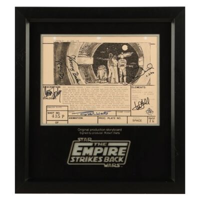 979. Mark Hamill, Carrie Fisher, Anthony Daniels, Kenny Baker and Robert Watts-Autographed Final Scene Storyboard ### STAR WARS: THE EMPIRE STRIKES BACK (1980)