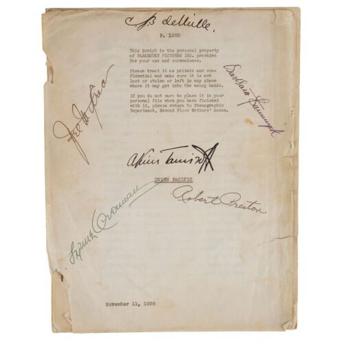 1044. Bound Cast-autographed Script ### UNION PACIFIC (1939)