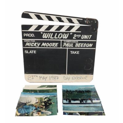 1056. 2nd Unit Clapperboard and Set of 33 Behind-the-Scenes Photographs ### WILLOW (1988)