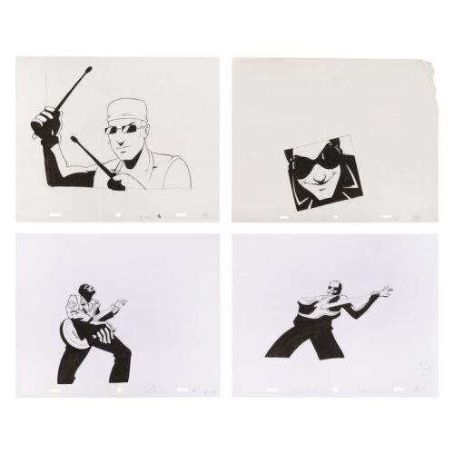 2072. Original Ink Guides of Bono, The Edge, Larry Mullen Jnr, and Adam Clayton, From the Landmark Batman Forever Animated Music Video ### HOLD ME, THRILL ME, KISS ME, KILL ME - U2 (1995)