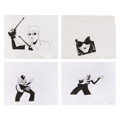 2072. Original Ink Guides of Bono, The Edge, Larry Mullen Jnr, and Adam Clayton, From the Landmark Batman Forever Animated Music Video ### HOLD ME, THRILL ME, KISS ME, KILL ME - U2 (1995)
