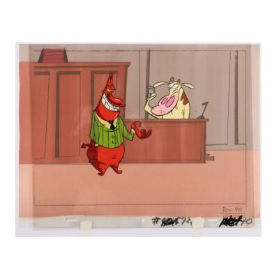 2017. Cow and Red Guy Original Production Cel Setup From "Be Careful What You Wish For" ### COW AND CHICKEN