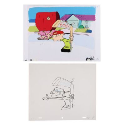 2020. Eddy Original Production Cel on Presentation Background and Matching Production Drawing ### ED, EDD N EDDY (1999-2008)