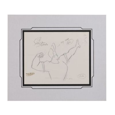 2022. Johnny Bravo Original Production Drawing Autographed by Van Partible ### JOHNNY BRAVO (T.V. SERIES, 1997-2004)