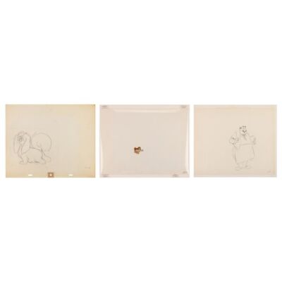 2113. Lady Original Production Cel, Tony Production Drawing and Peg Camera Layout Drawing ### LADY AND THE TRAMP (1955)