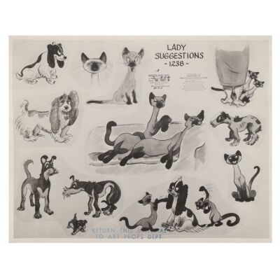 2114. Lady, Si and Am Production Origins Photostat Model Sheet ### LADY AND THE TRAMP (1955)