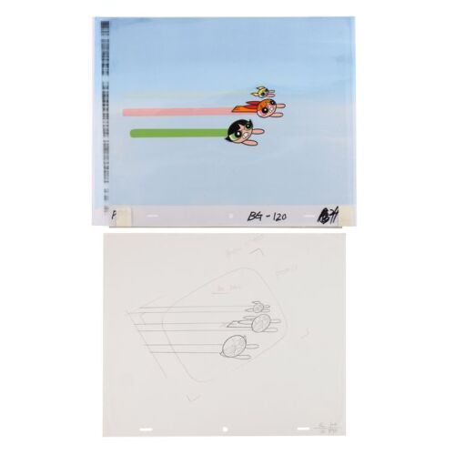 2030. The Powerpuff Girls Fly Original Production Cel Setup and Camera Layout Drawing ### THE POWERPUFF GIRLS (T.V. SERIES, 1998-2005)