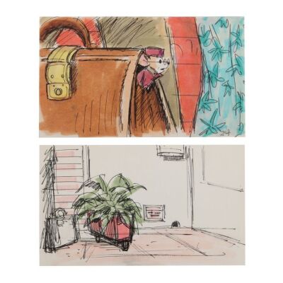 2151. Pair of Rescue Aid Society HQ Hand-Drawn and Coloured Storyboards ### THE RESCUERS (1977)