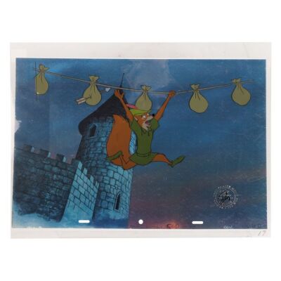 2154. 'Robin Hood's Escape'' Original Hand-Painted Production Cel with Matching Lithographic Background ### ROBIN HOOD (1973)