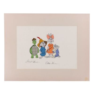 2155. Toby Turtle, Skippy Rabbit, Sis Bunny, and Tagalong Original Production Cel Signed by Frank Thomas and Ollie Johnston ### ROBIN HOOD (1973)