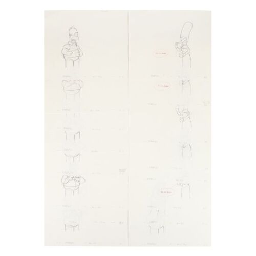 2240. Collection of 18 Hand-Drawn Sketches of Homer Eating a Hot Dog ### THE SIMPSONS (T.V. SERIES, 1989-PRESENT)