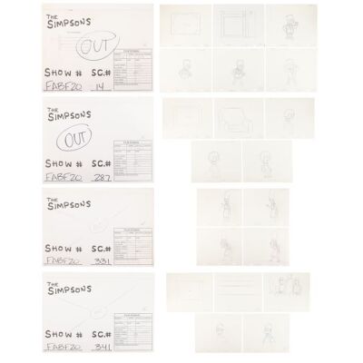 2242. Collection of Original Production Sequence Drawings Featuring Bart, Lisa, Homer and Marge ### THE SIMPSONS (T.V. SERIES, 1989-PRESENT)