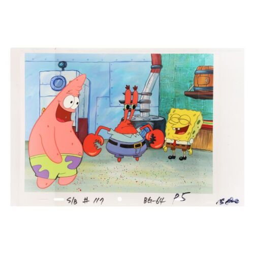 2259. Spongebob Squarepants, Patrick Star and Mr Krabs in the Kitchen - Original Production Cel Setup on Master Production Background ### SPONGEBOB SQUAREPANTS (T.V. SERIES, 1999 - PRESENT)