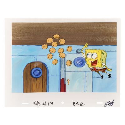 2262. Spongebob Karate Chopping Original Production Cel on Master Production Background ### SPONGEBOB SQUAREPANTS (T.V. SERIES, 1999 - PRESENT)